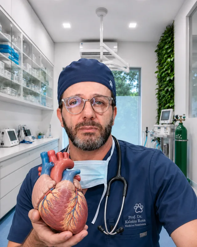 Dr. Kaleizu Rosa sosteniendo un modelo de corazón